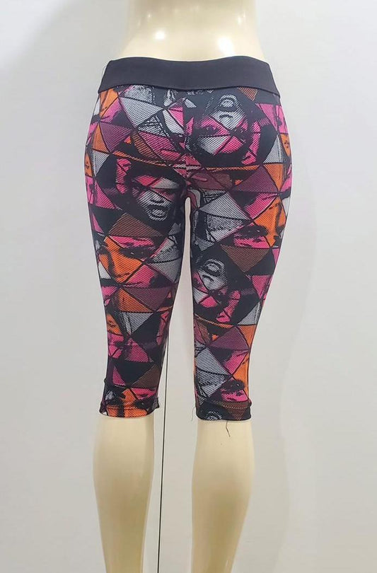 Printed Sport Capri Faces